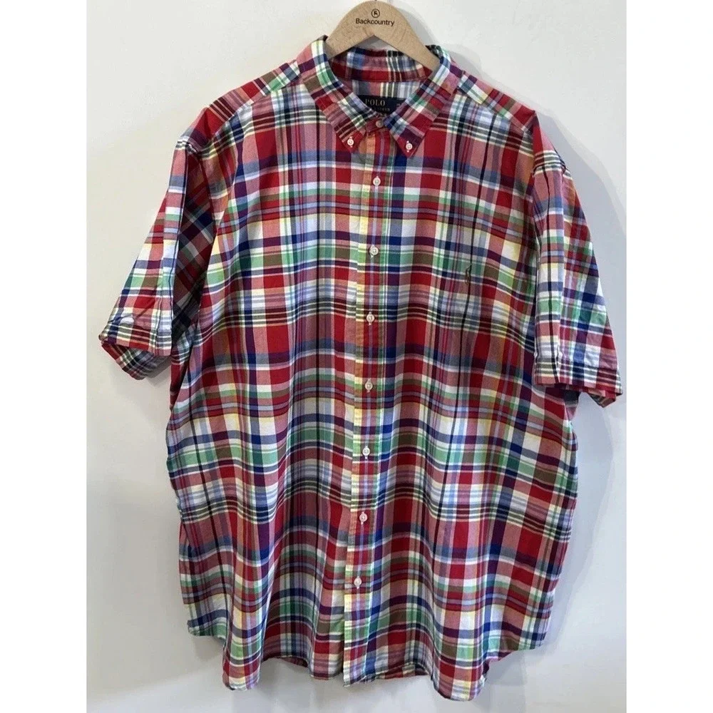 Mens Polo Ralph Lauren Big & Tall S/S Shirt Plaid Button Front Sz 3XB Gorgeous